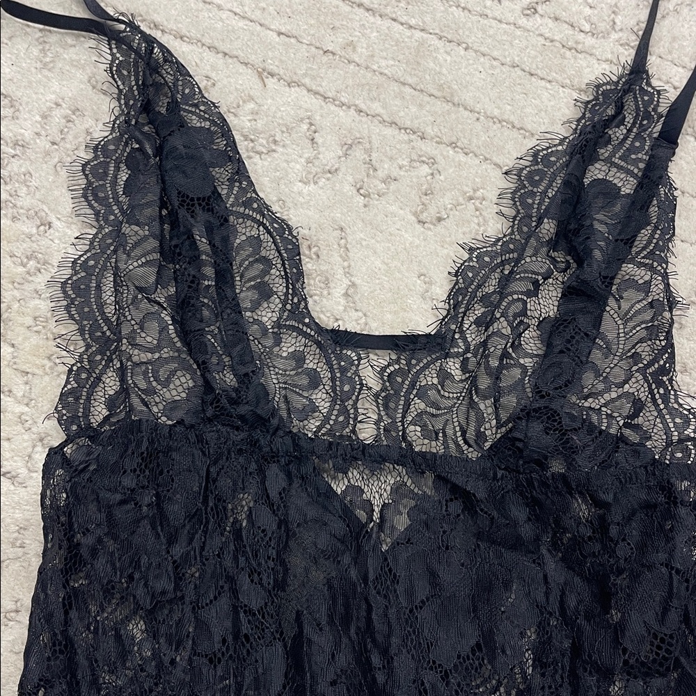 Elegant Black Lace Bodysuit Sexy Lingerie Thong Small - Picture 2 of 5